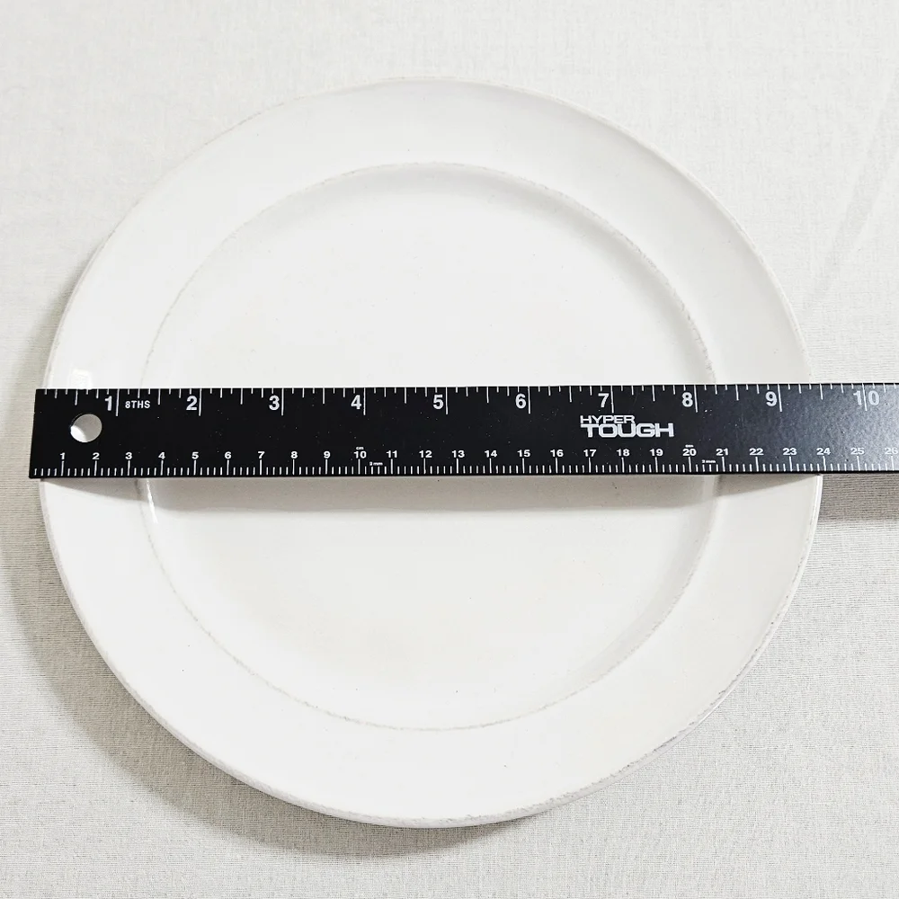 Pottery Barn Cambria Stone (3) Salad Plates Handcrafted Rustic Trim White 9.5